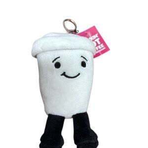 Smiling Coffee Cup Keychain in White and Black